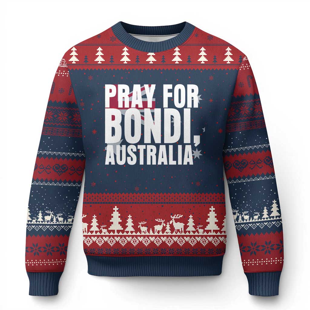 Pray for Bondi Australia Ugly Christmas Sweater Memorial Unity and Support Tribute - Wonder Print Shop