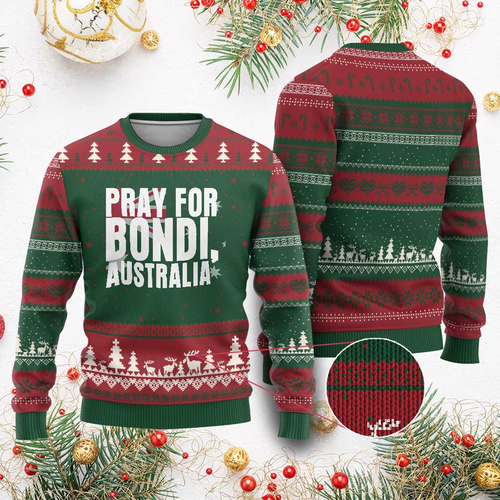 Pray for Bondi Australia Ugly Christmas Sweater Memorial Unity and Support Tribute - Wonder Print Shop