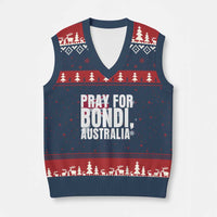 Pray for Bondi Australia V-Neck Knit Sweater Vest Memorial Unity and Support Tribute - Wonder Print Shop
