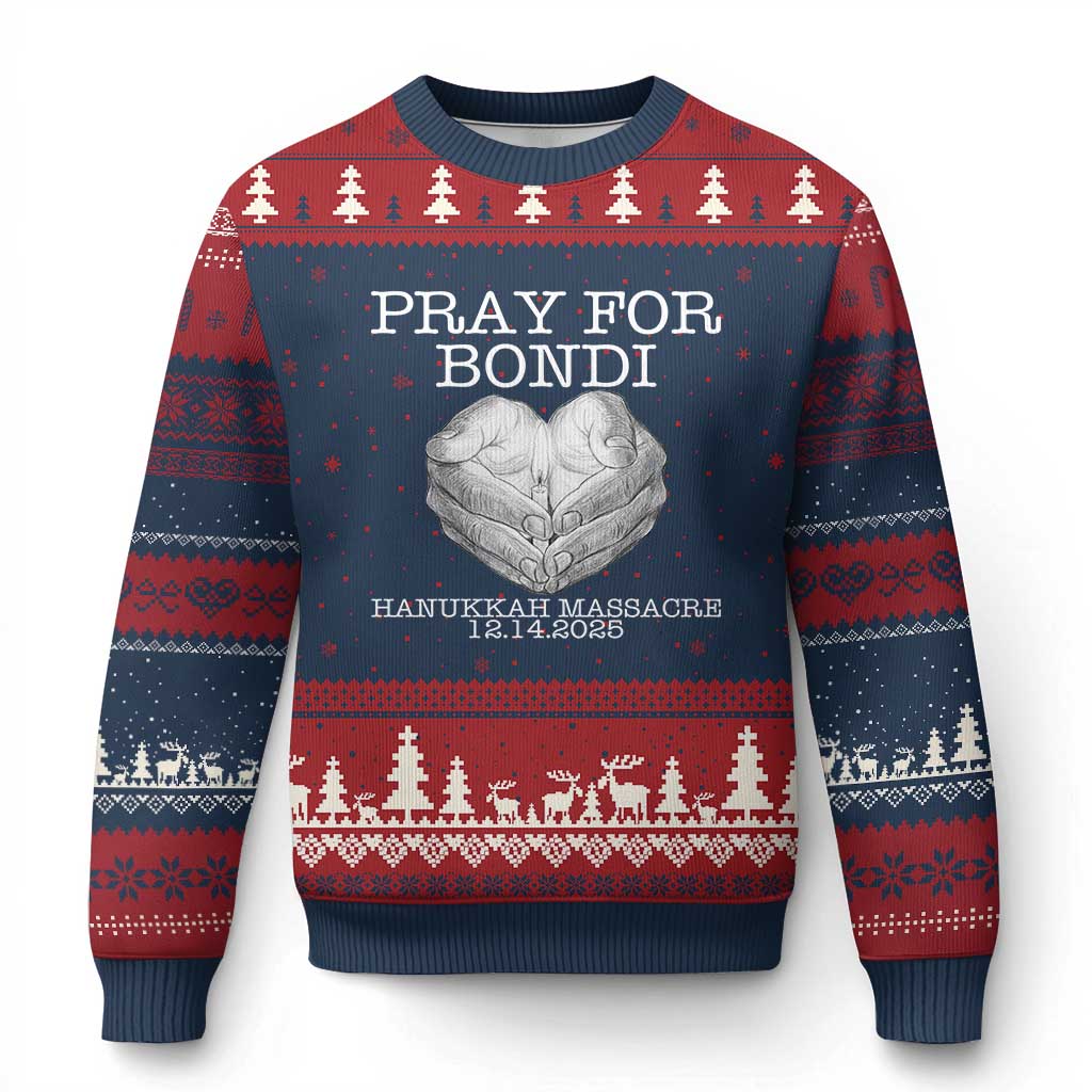 Pray for Bondi Australia Ugly Christmas Sweater Hanukkah Memorial December 14 Tribute Support - Wonder Print Shop
