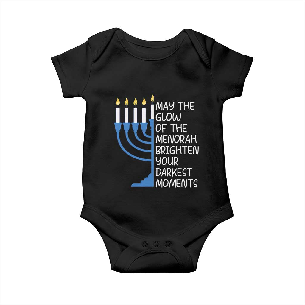 Jewish Faith and Pray Baby Onesie May The Glow Of The Menorah Brighten Your Darkest Moments - Wonder Print Shop