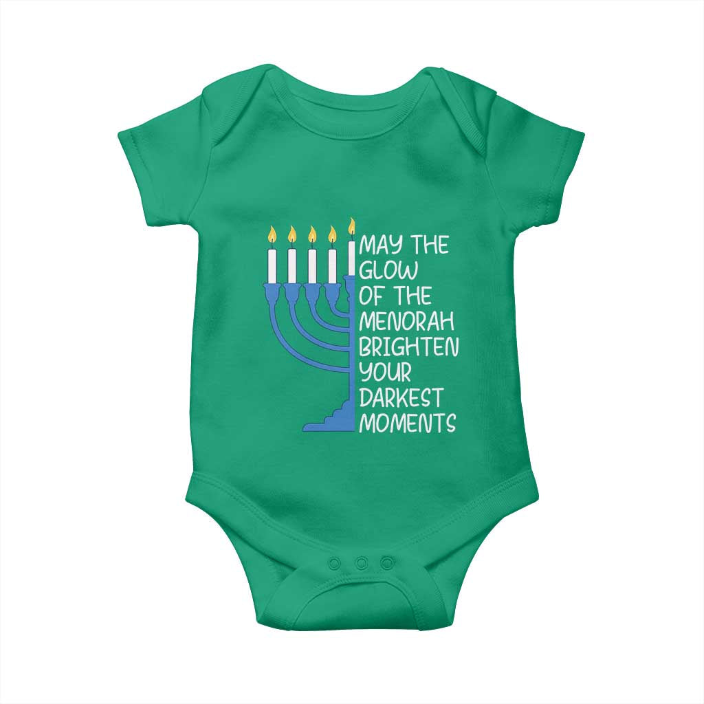Jewish Faith and Pray Baby Onesie May The Glow Of The Menorah Brighten Your Darkest Moments - Wonder Print Shop