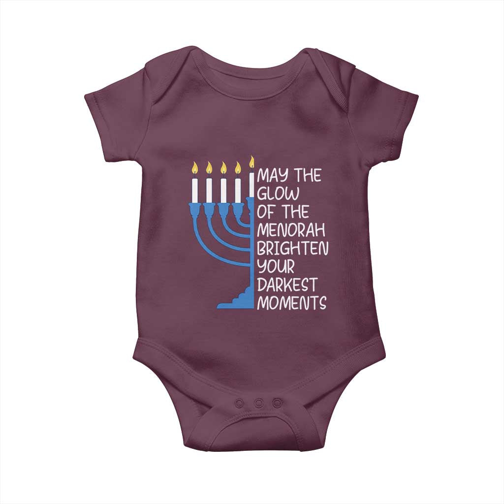 Jewish Faith and Pray Baby Onesie May The Glow Of The Menorah Brighten Your Darkest Moments - Wonder Print Shop