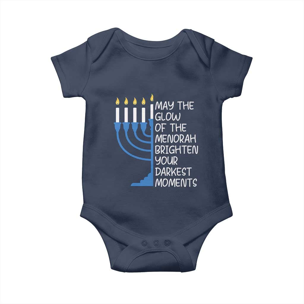 Jewish Faith and Pray Baby Onesie May The Glow Of The Menorah Brighten Your Darkest Moments - Wonder Print Shop