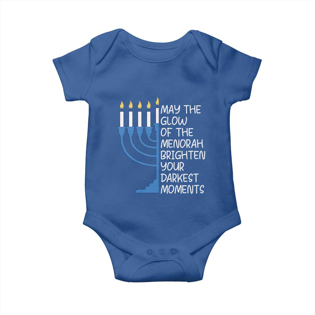 Jewish Faith and Pray Baby Onesie May The Glow Of The Menorah Brighten Your Darkest Moments - Wonder Print Shop