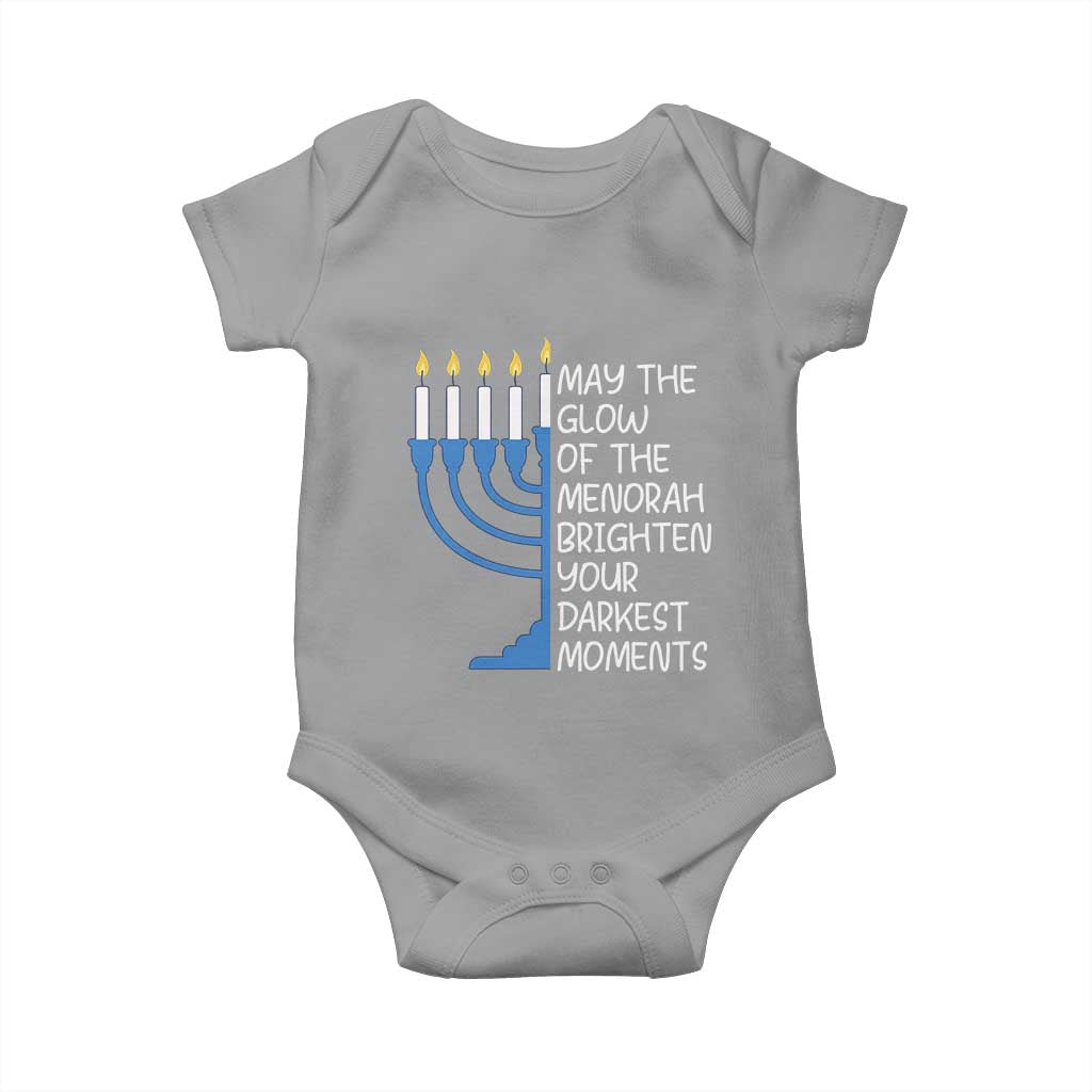 Jewish Faith and Pray Baby Onesie May The Glow Of The Menorah Brighten Your Darkest Moments - Wonder Print Shop