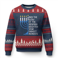 Jewish Faith and Pray Ugly Christmas Sweater May The Glow Of The Menorah Brighten Your Darkest Moments - Wonder Print Shop