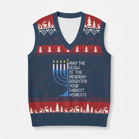 Jewish Faith and Pray V-Neck Knit Sweater Vest May The Glow Of The Menorah Brighten Your Darkest Moments - Wonder Print Shop
