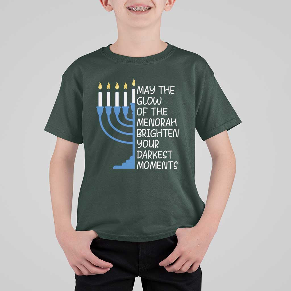 Jewish Faith and Pray T Shirt For Kid May The Glow Of The Menorah Brighten Your Darkest Moments - Wonder Print Shop