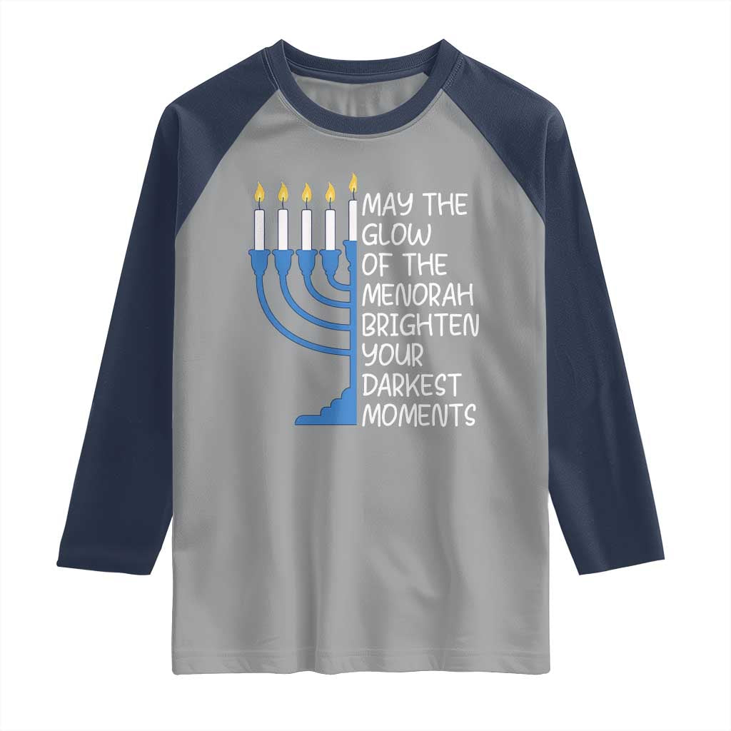 Jewish Faith and Pray Raglan Shirt May The Glow Of The Menorah Brighten Your Darkest Moments - Wonder Print Shop