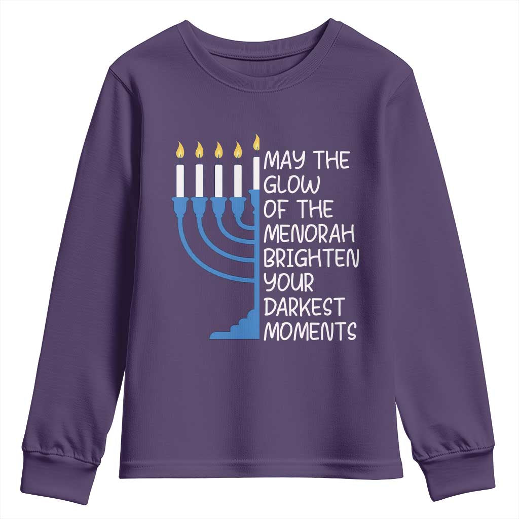 Jewish Faith and Pray Youth Sweatshirt May The Glow Of The Menorah Brighten Your Darkest Moments - Wonder Print Shop