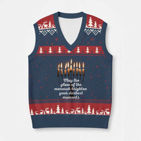 Jewish Faith and Pray Lights V-Neck Knit Sweater Vest May The Glow Of The Menorah Brighten Your Darkest Moments - Wonder Print Shop