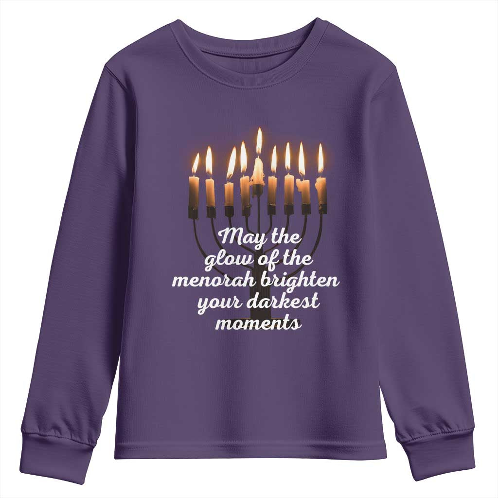 Jewish Faith and Pray Lights Youth Sweatshirt May The Glow Of The Menorah Brighten Your Darkest Moments - Wonder Print Shop