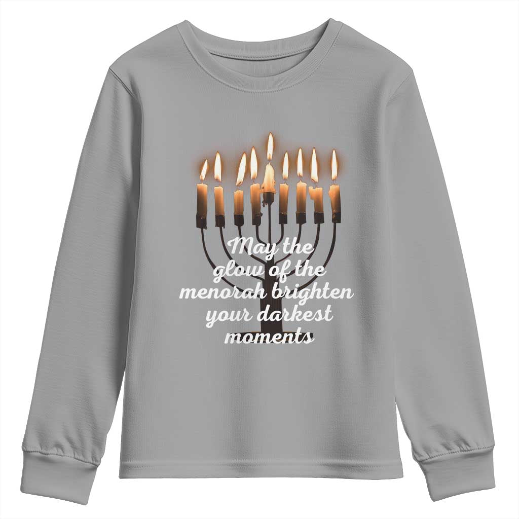 Jewish Faith and Pray Lights Youth Sweatshirt May The Glow Of The Menorah Brighten Your Darkest Moments - Wonder Print Shop