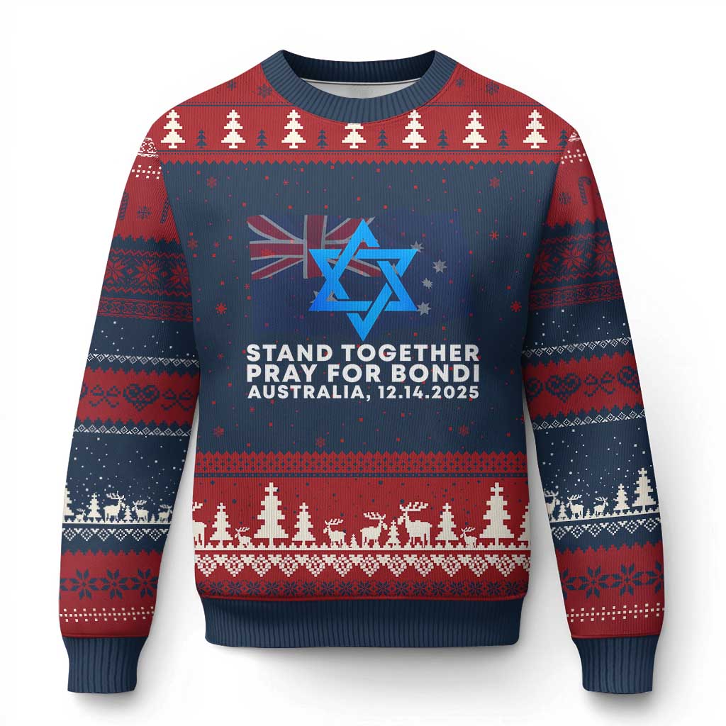 Jewish Strong Stand Together Ugly Christmas Sweater Pray for Bondi Australia Hanukkah Dec 14 2025 Remembrance - Wonder Print Shop