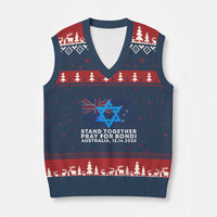 Jewish Strong Stand Together V-Neck Knit Sweater Vest Pray for Bondi Australia Hanukkah Dec 14 2025 Remembrance - Wonder Print Shop