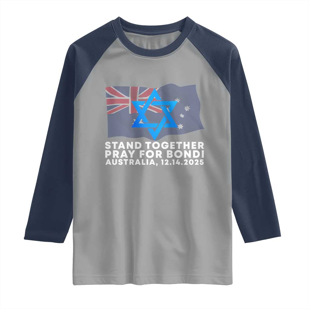 Jewish Strong Stand Together Raglan Shirt Pray for Bondi Australia Hanukkah Dec 14 2025 Remembrance - Wonder Print Shop