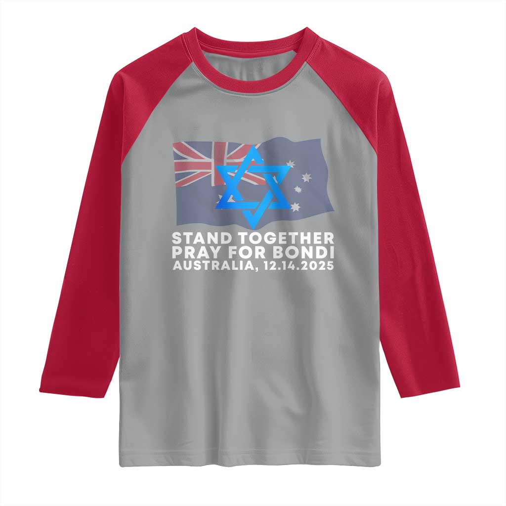 Jewish Strong Stand Together Raglan Shirt Pray for Bondi Australia Hanukkah Dec 14 2025 Remembrance - Wonder Print Shop