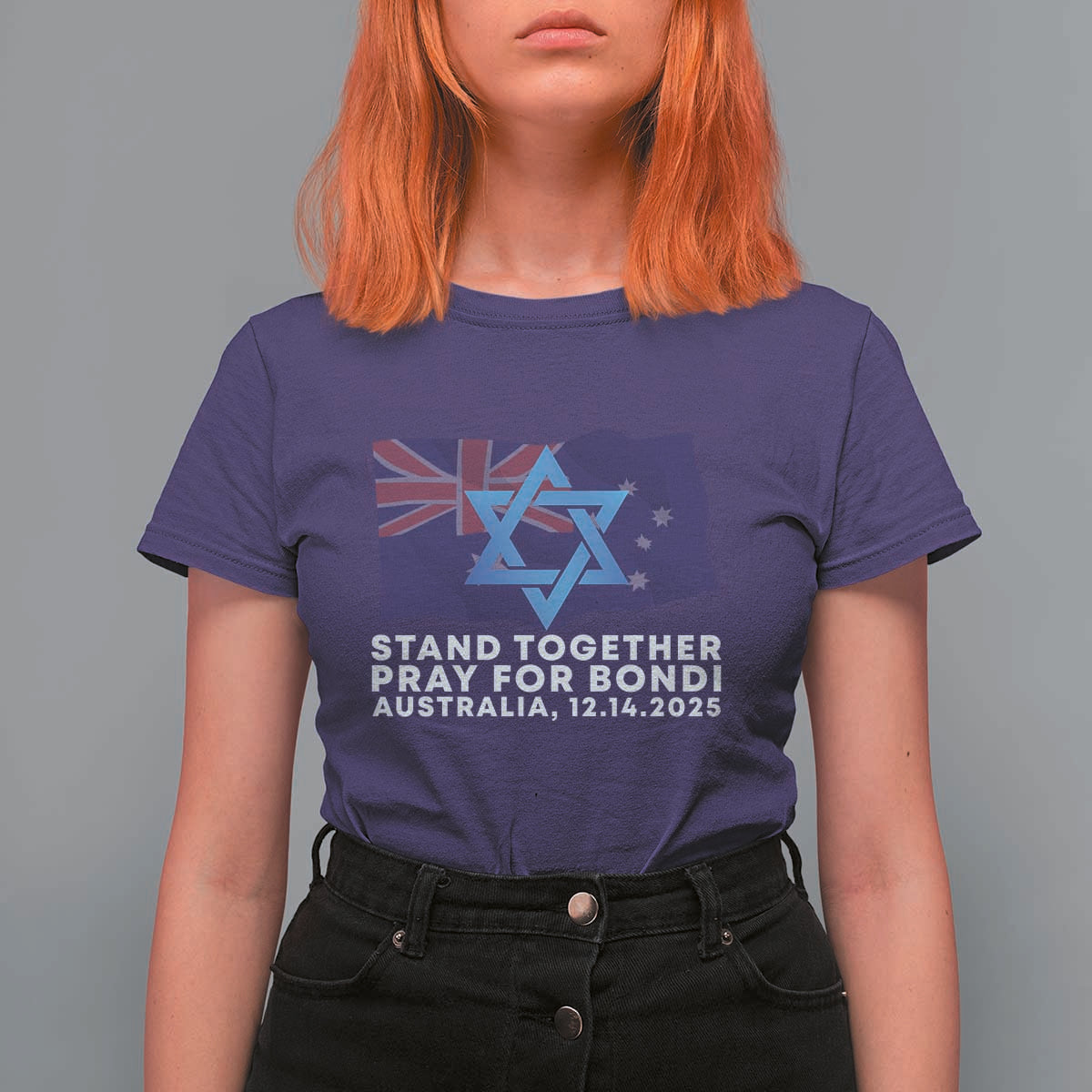 Jewish Strong Stand Together T Shirt For Women Pray for Bondi Australia Hanukkah Dec 14 2025 Remembrance - Wonder Print Shop