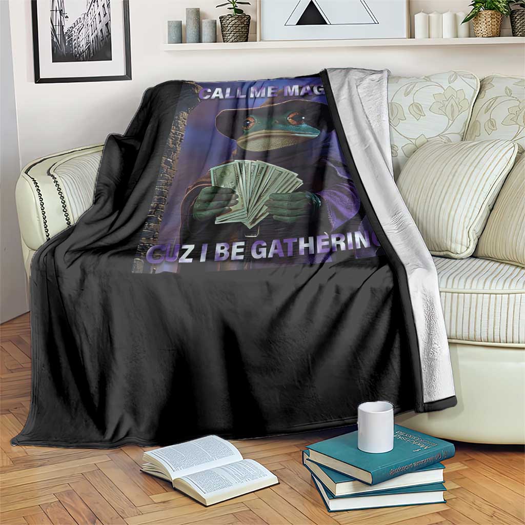Funny Wizard Frog Fantasy Meme Throw Blanket Call Me Magic Cuz I Be Gathering MTG Gamer - Wonder Print Shop
