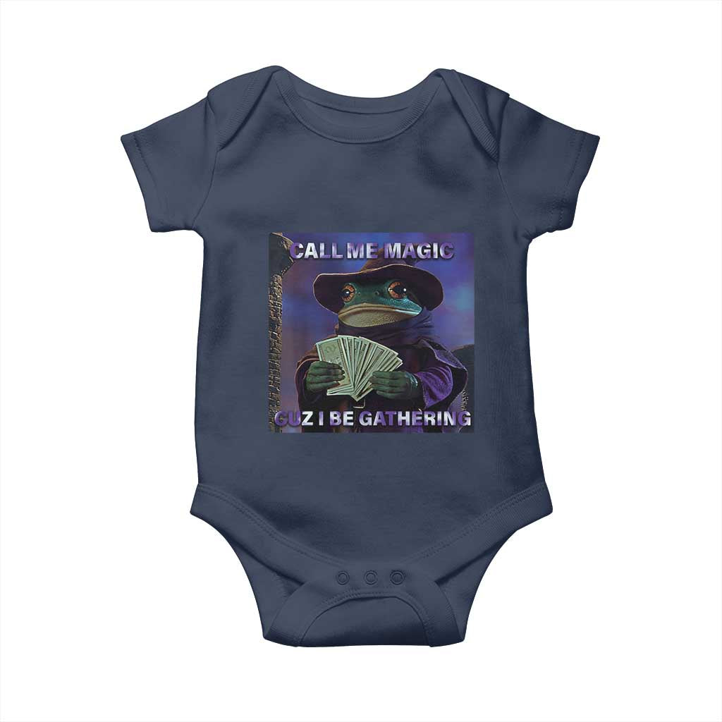 Funny Wizard Frog Fantasy Meme Baby Onesie Call Me Magic Cuz I Be Gathering MTG Gamer - Wonder Print Shop