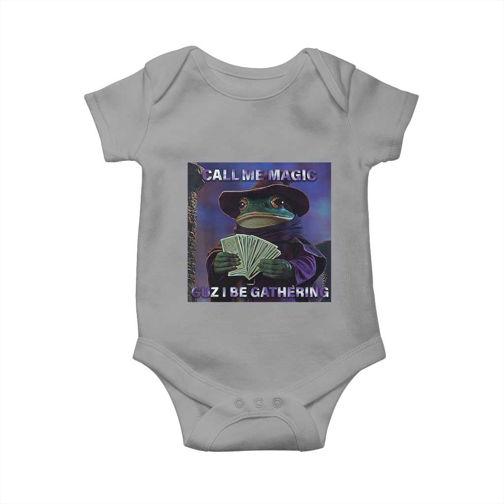 Funny Wizard Frog Fantasy Meme Baby Onesie Call Me Magic Cuz I Be Gathering MTG Gamer - Wonder Print Shop