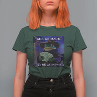 Funny Wizard Frog Fantasy Meme T Shirt For Women Call Me Magic Cuz I Be Gathering MTG Gamer - Wonder Print Shop