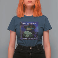 Funny Wizard Frog Fantasy Meme T Shirt For Women Call Me Magic Cuz I Be Gathering MTG Gamer - Wonder Print Shop
