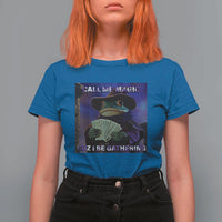 Funny Wizard Frog Fantasy Meme T Shirt For Women Call Me Magic Cuz I Be Gathering MTG Gamer - Wonder Print Shop