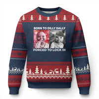 Funny Tuff Baby Grindset Meme Ugly Christmas Sweater Born to Dilly Dally Forced to Lock In - Wonder Print Shop