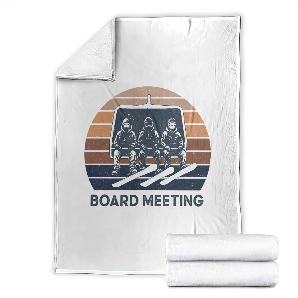 Funny Snowboarding Board Meeting Throw Blanket Retro Chairlift Snowboarders Powder Junkies - Wonder Print Shop