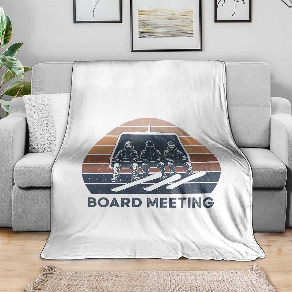Funny Snowboarding Board Meeting Throw Blanket Retro Chairlift Snowboarders Powder Junkies - Wonder Print Shop