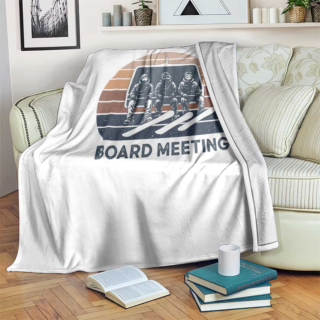 Funny Snowboarding Board Meeting Throw Blanket Retro Chairlift Snowboarders Powder Junkies - Wonder Print Shop