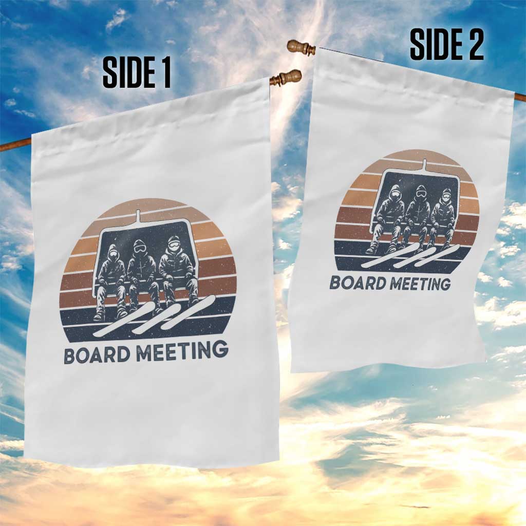 Funny Snowboarding Board Meeting Garden Flag Retro Chairlift Snowboarders Powder Junkies - Wonder Print Shop