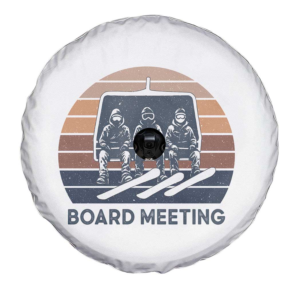 Funny Snowboarding Board Meeting Spare Tire Cover Retro Chairlift Snowboarders Powder Junkies - Wonder Print Shop