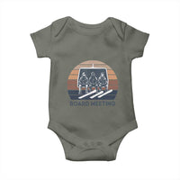 Funny Snowboarding Board Meeting Baby Onesie Retro Chairlift Snowboarders Powder Junkies - Wonder Print Shop