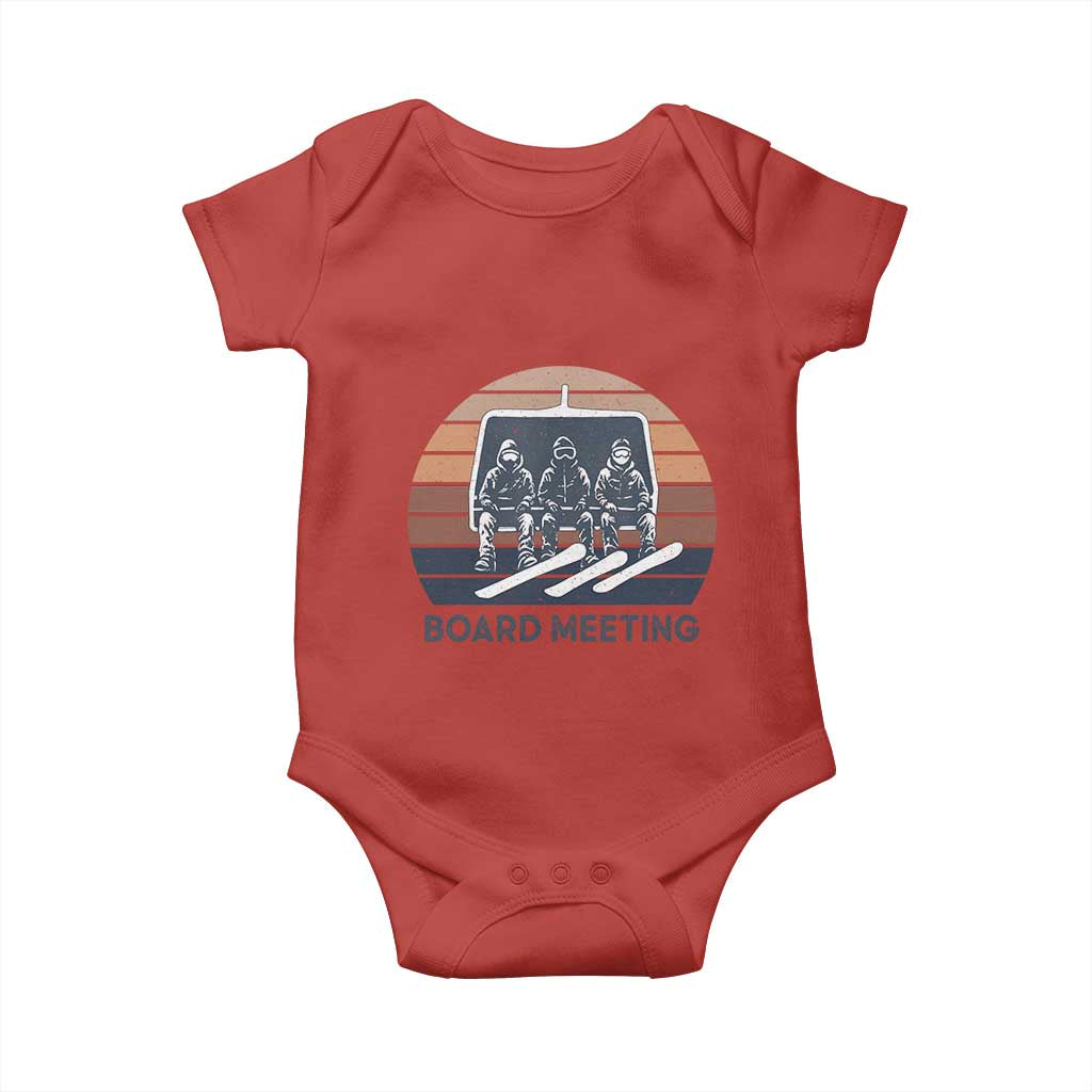 Funny Snowboarding Board Meeting Baby Onesie Retro Chairlift Snowboarders Powder Junkies - Wonder Print Shop