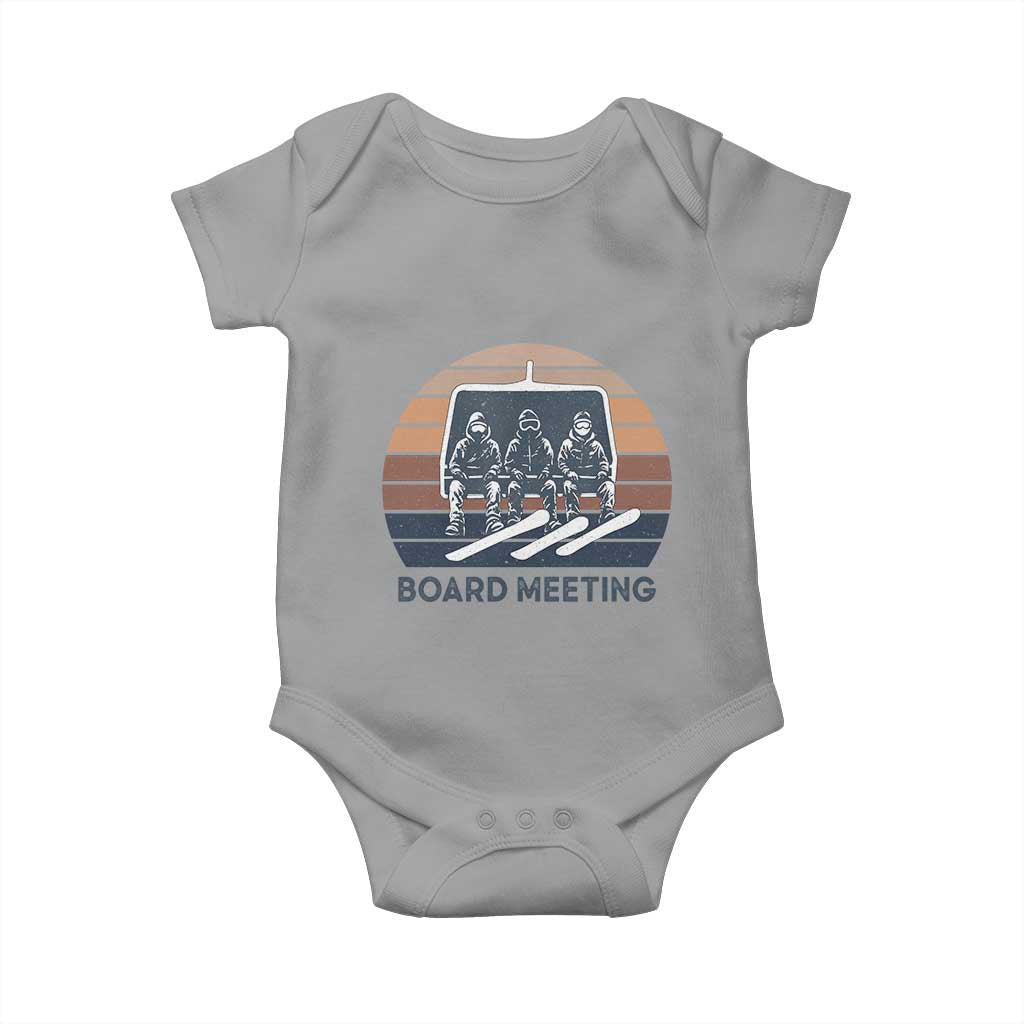Funny Snowboarding Board Meeting Baby Onesie Retro Chairlift Snowboarders Powder Junkies - Wonder Print Shop