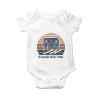 Funny Snowboarding Board Meeting Baby Onesie Retro Chairlift Snowboarders Powder Junkies - Wonder Print Shop