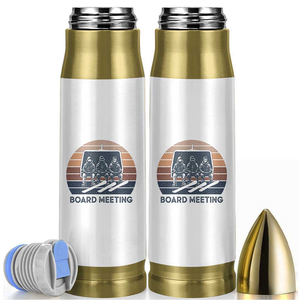 Funny Snowboarding Board Meeting Bullet Tumbler Retro Chairlift Snowboarders Powder Junkies - Wonder Print Shop