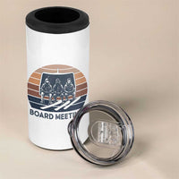 Funny Snowboarding Board Meeting 4 in 1 Can Cooler Tumbler Retro Chairlift Snowboarders Powder Junkies - Wonder Print Shop
