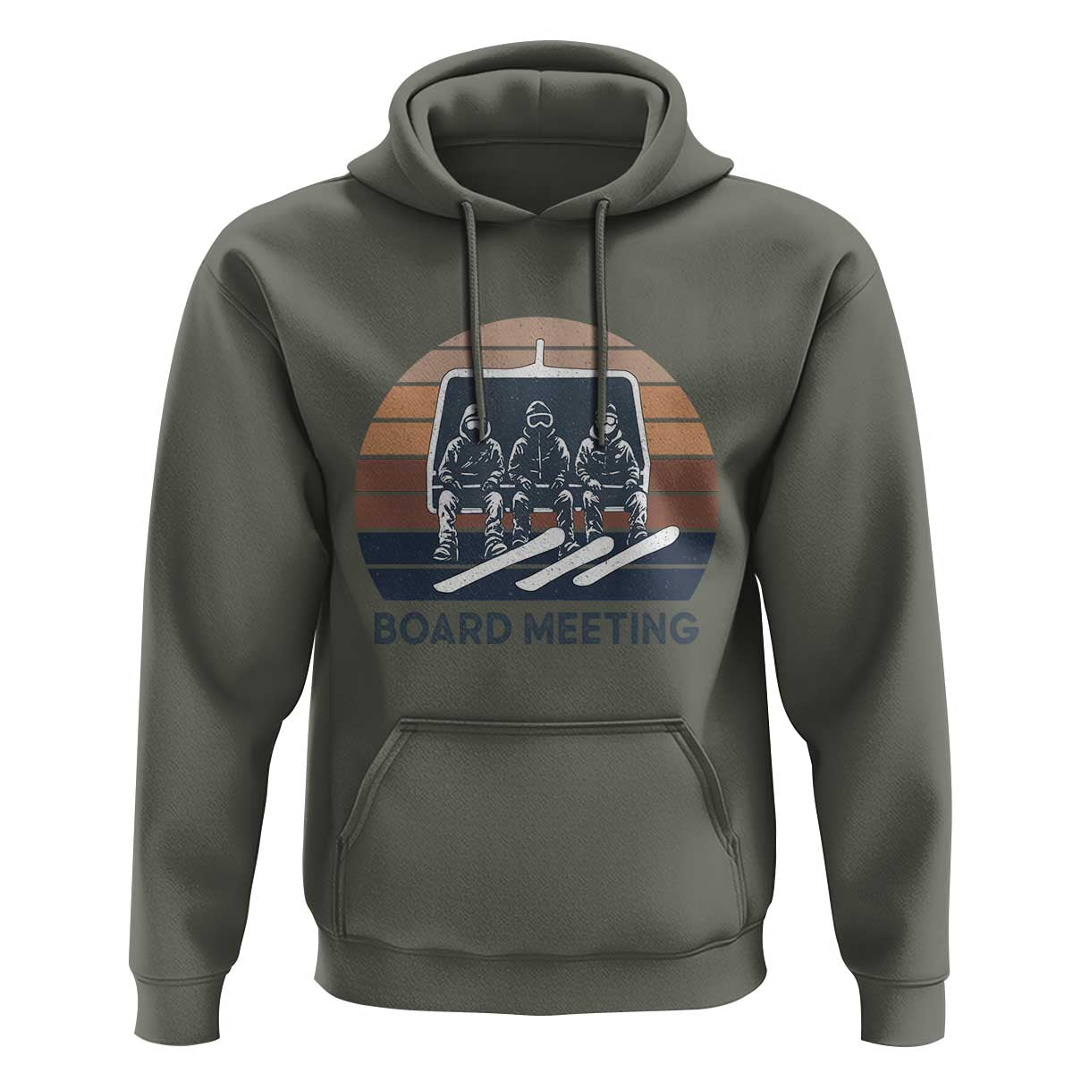 Funny Snowboarding Board Meeting Hoodie Retro Chairlift Snowboarders Powder Junkies - Wonder Print Shop