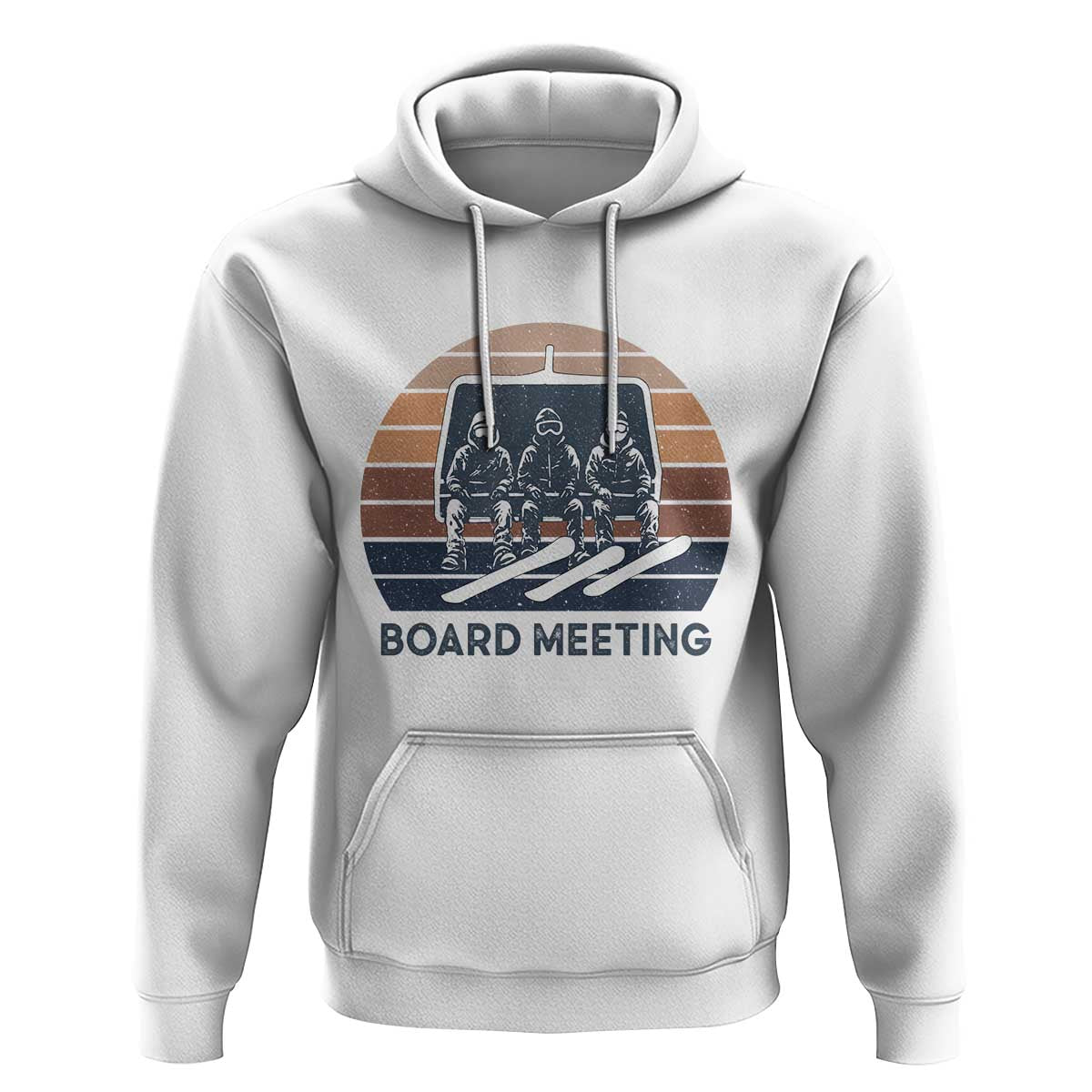 Funny Snowboarding Board Meeting Hoodie Retro Chairlift Snowboarders Powder Junkies - Wonder Print Shop