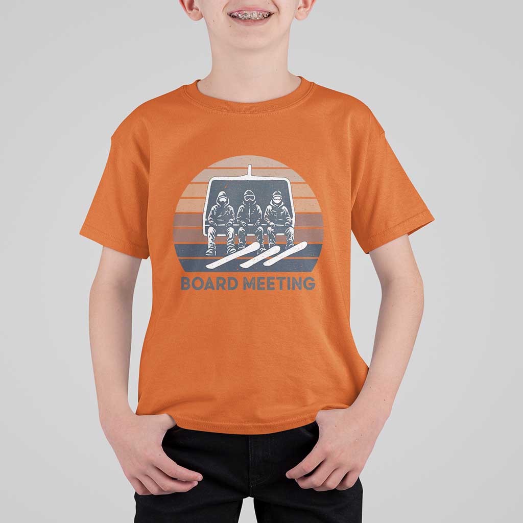 Funny Snowboarding Board Meeting T Shirt For Kid Retro Chairlift Snowboarders Powder Junkies - Wonder Print Shop
