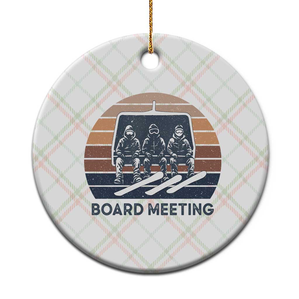 Funny Snowboarding Board Meeting Ceramic Ornament Retro Chairlift Snowboarders Powder Junkies - Wonder Print Shop