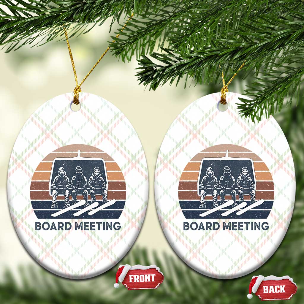 Funny Snowboarding Board Meeting Ceramic Ornament Retro Chairlift Snowboarders Powder Junkies - Wonder Print Shop