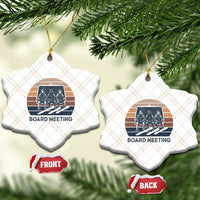 Funny Snowboarding Board Meeting Ceramic Ornament Retro Chairlift Snowboarders Powder Junkies - Wonder Print Shop