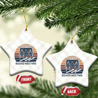 Funny Snowboarding Board Meeting Ceramic Ornament Retro Chairlift Snowboarders Powder Junkies - Wonder Print Shop