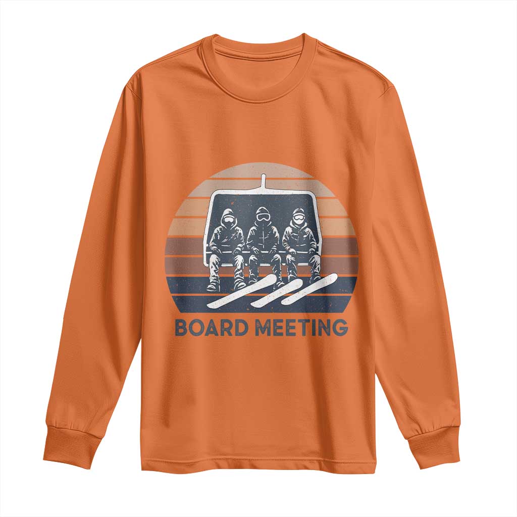 Funny Snowboarding Board Meeting Long Sleeve Shirt Retro Chairlift Snowboarders Powder Junkies - Wonder Print Shop
