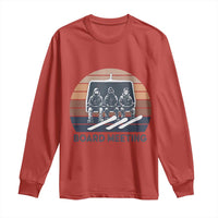 Funny Snowboarding Board Meeting Long Sleeve Shirt Retro Chairlift Snowboarders Powder Junkies - Wonder Print Shop